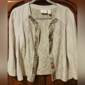 Gorgeous Chico’s Linen Cropped Beaded Embroidered Jacket Size 2 (USA 14)